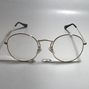 H16-1: gold Clear Lens Circle Glasses